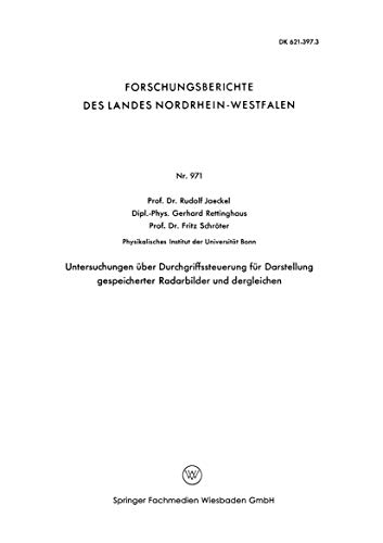 Untersuchungen ber Durchgriffssteuerung fr Darstellung gespeicherter Radarbild [Paperback]