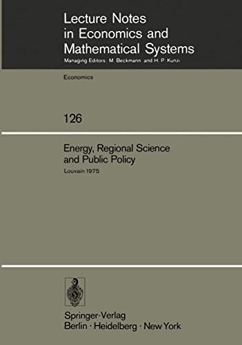 Energy, Regional Science and Public Policy Proceedings of the International Con [Paperback]