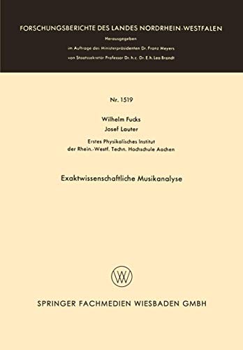 Exaktwissenschaftliche Musikanalyse [Paperback]