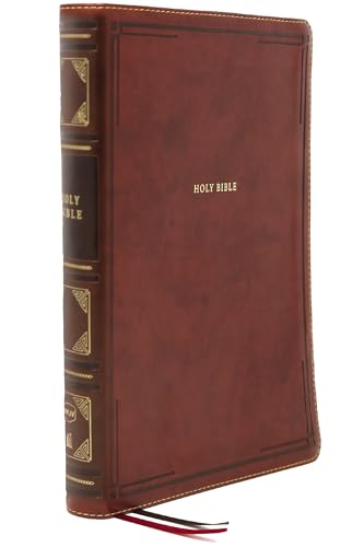 NKJV Holy Bible, Super Giant Print Reference Bible, Brown Leathersoft, Thumb Ind [Leather / fine bindi]