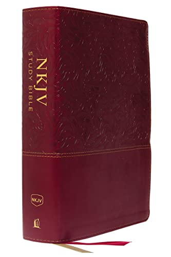 NKJV Study Bible, Leathersoft, Red, Full-Color, Comfort Print The Complete Reso [Leather / fine bindi]