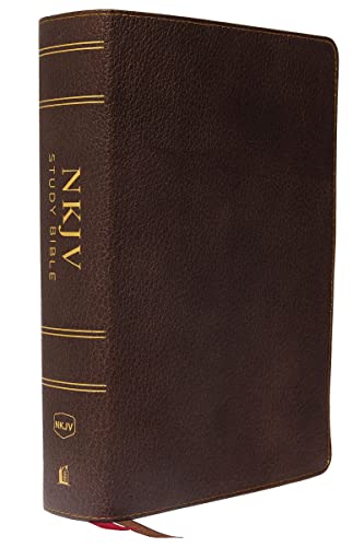 NKJV Study Bible, Premium Calfskin Leather, Bron, Full-Color, Thumb Indexed, Co [Leather / fine bindi]