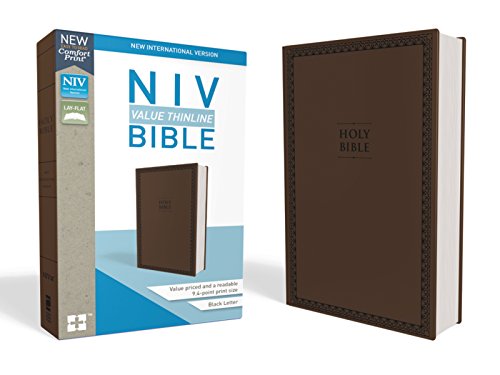 NIV, Value Thinline Bible, Imitation Leather, Brown, Comfort Print [Leather / fine bindi]