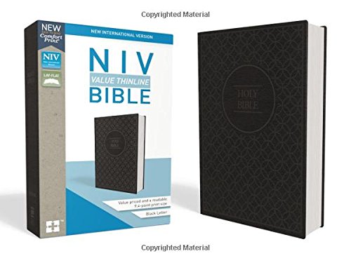 NIV, Value Thinline Bible, Imitation Leather, Gray/Black, Comfort Print [Leather / fine bindi]