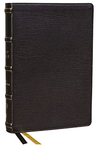 KJV, Center-Column Reference Bible with Apocrypha Genuine Leather, Black, 73,000 [Leather / fine bindi]