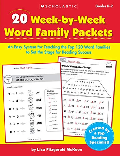 20 Week-by-Week Word Family Packets: An Easy System for Teaching the Top 120 Wor [Paperback]