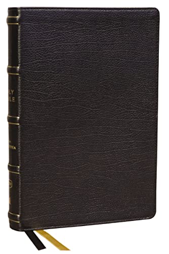 KJV, Center-Column Reference Bible with Apocrypha Genuine Leather, Black, 73,000 [Leather / fine bindi]