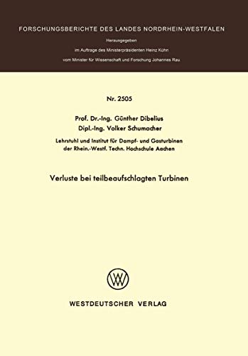 Verluste bei teilbeaufschlagten Turbinen [Paperback]