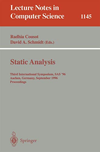 Static Analysis: Third International Symposium, SAS '96, Aachen, Germany, Septem [Paperback]