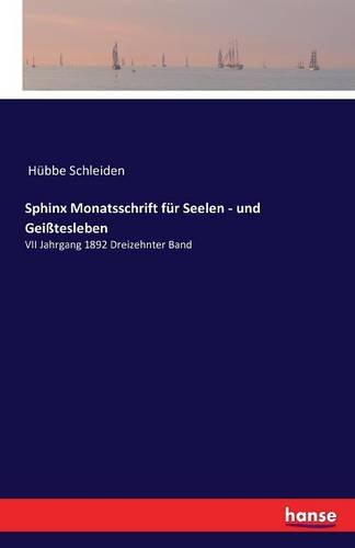 Sphinx Monatsschrift Fur Seelen - Und Geisstesleben (german Edition) [Paperback]