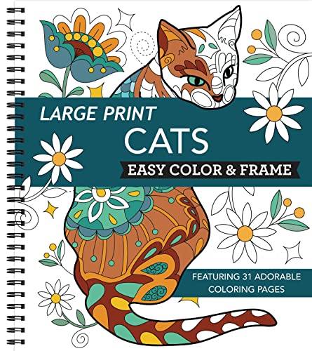 Large Print Easy Color & Frame - Cats : Stres