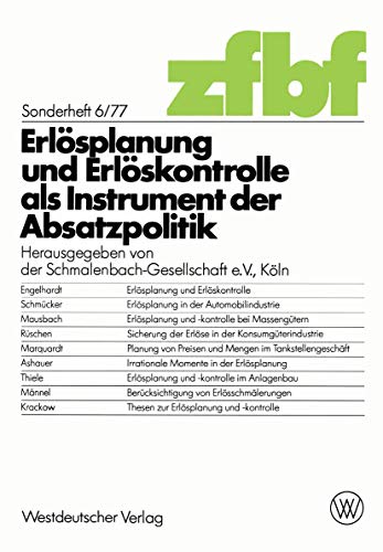 Erlsplanung und Erlskontrolle als Instrument der Absatzpolitik [Paperback]