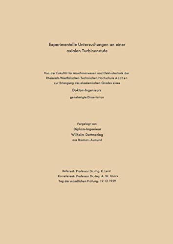 Experimentelle Untersuchungen an einer axialen Turbinenstufe [Paperback]