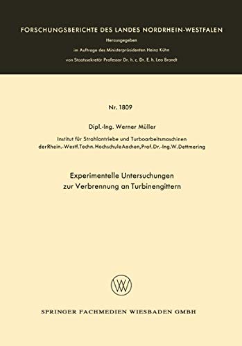 Experimentelle Untersuchungen zur Verbrennung an Turbinengittern [Paperback]