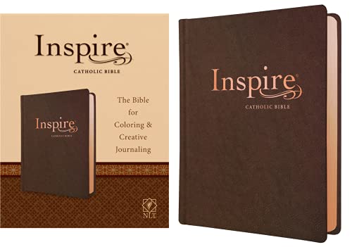 Inspire Catholic Bible NLT (LeatherLike, Dark Brown): The Bible for Coloring &am [Leather / fine bindi]