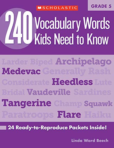 240 Vocabulary Words Kids Need to Know: Grade 5: 24 Ready-to-Reproduce Packets I [Paperback]