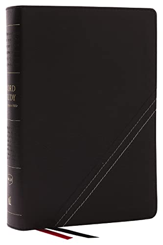 NKJV, Word Study Reference Bible, Bonded Leather, Black, Red Letter, Comfort Pri [Leather / fine bindi]