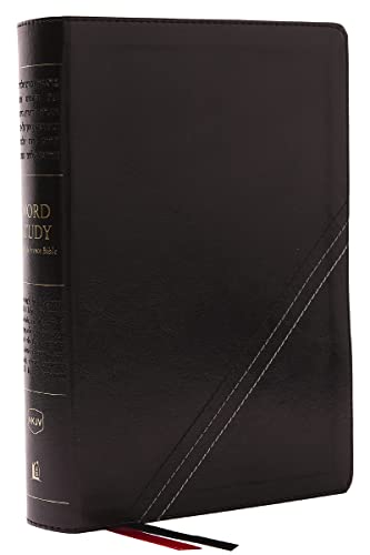 NKJV, Word Study Reference Bible, Leathersoft, Black, Red Letter, Comfort Print: [Leather / fine bindi]