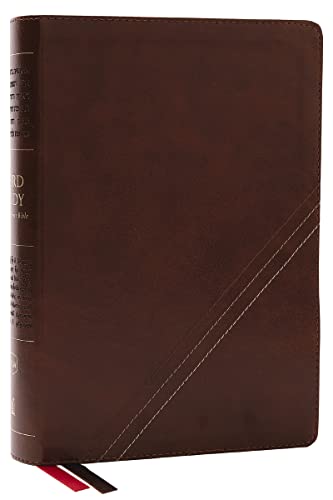 NKJV, Word Study Reference Bible, Leathersoft, Brown, Red Letter, Comfort Print: [Leather / fine bindi]