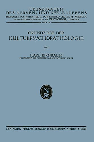 Grundzge der Kulturpsychopathologie [Paperback]