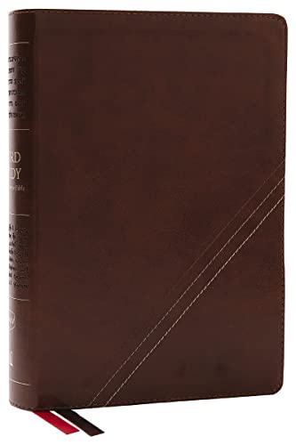 NKJV, Word Study Reference Bible, Leathersoft, Brown, Red Letter, Thumb Indexed, [Leather / fine bindi]