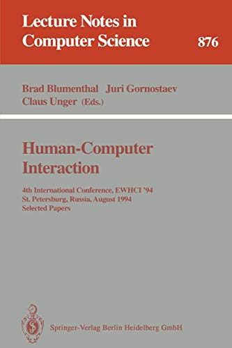 Human-Computer Interaction: 4th International Conference, EWHCI '94, St. Petersb [Paperback]