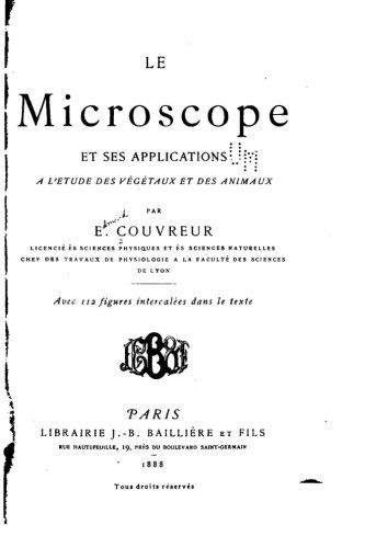 Le Microscope Et Ses Applications A L'tude Des Vgtaux Et Des Animaux (french  [Paperback]