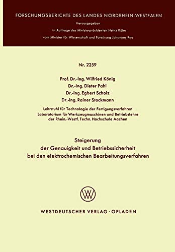 Steigerung der Genauigkeit und Betriebssicherheit bei den elektrochemischen Bear [Paperback]