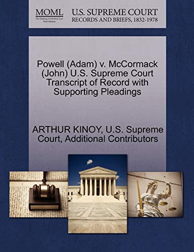 Poell (adam) V. Mccormack (john) U.S. Supreme Court Transcript Of Record With S [Paperback]