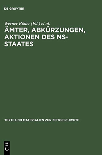 mter, Abkrzungen, Aktionen des Ns-Staates  Handbuch Fr die Benutzung Von Que [Hardcover]