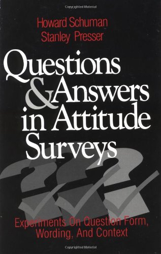 Questions and Ansers in Attitude Surveys Experiments on Question Form, Wording [Paperback]