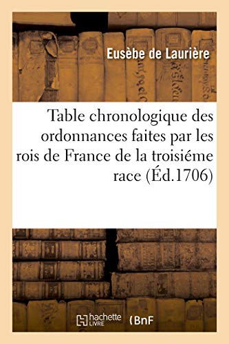 Table Chronologique des Ordonnances Faites Par les Rois de France de la Troisim [Paperback]