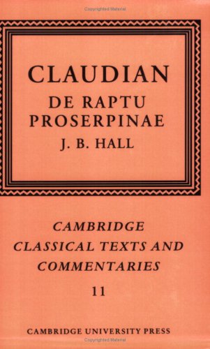 Claudian De Raptu Proserpinae [Paperback]