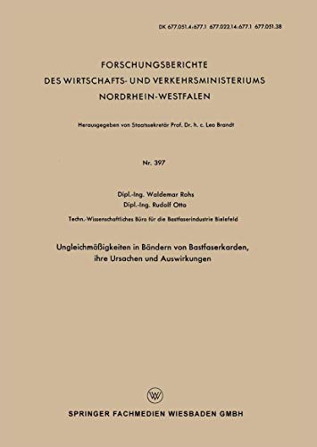 Ungleichmigkeiten in Bndern von Bastfaserkarden, ihre Ursachen und Ausirkung [Paperback]