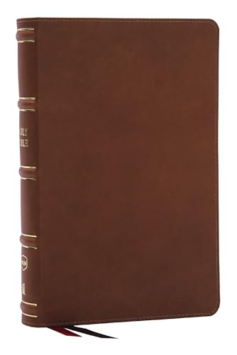 NKJV, Single-Column Reference Bible, Verse-by-verse, Brown Genuine Leather, Red  [Leather / fine bindi]