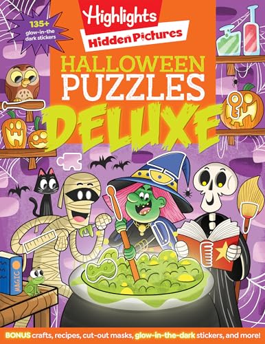 Halloween Puzzles Deluxe: Halloween Activity Book for Kids, 135 Glow-in-the-Dark [Paperback]