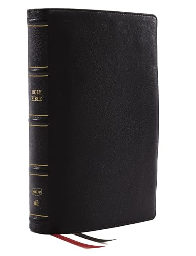 NKJV, Thinline Reference Bible, Genuine Leather, Black, Red Letter, Thumb Indexe [Leather / fine bindi]