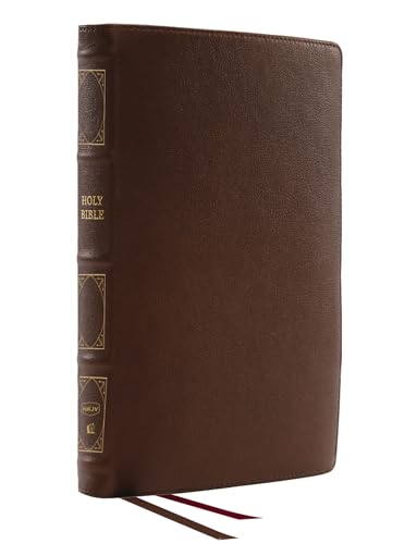 NKJV, Thinline Reference Bible, Genuine Leather, Brown, Red Letter, Thumb Indexe [Leather / fine bindi]