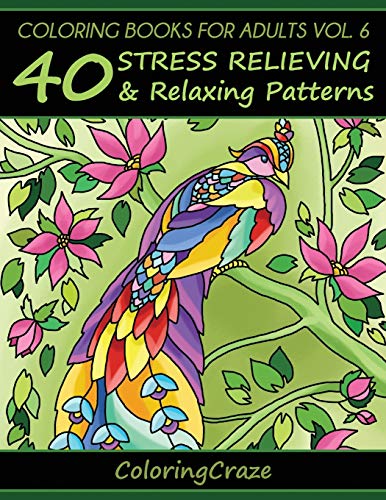 Coloring Books For Adults Volume 6 40 Stress Relieving And Relaxing Patterns, A [Paperback]