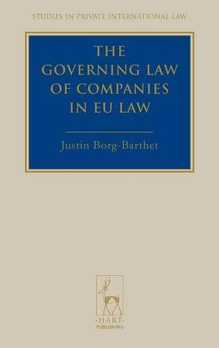 The Governing Law of Companies in EU Law [Hardcover]