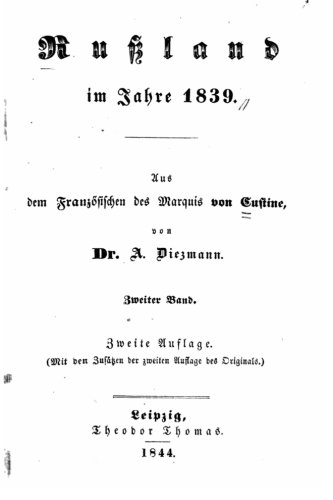 Russland Im Jahre 1839 (german Edition) [Paperback]