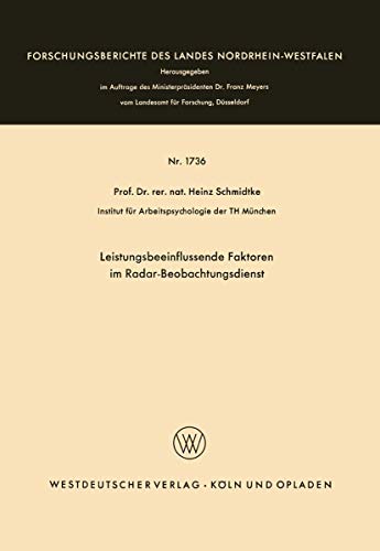 Leistungsbeeinflussende Faktoren im Radar-Beobachtungsdienst [Paperback]