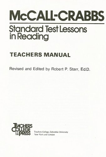 McCall-Crabbs Standard Test Lessons in Reading Teacher's Manual [Paperback]