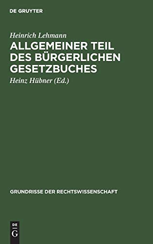 Allgemeiner Teil des Brgerlichen Gesetzbuches [Hardcover]