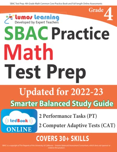 Sbac Test Prep 4th Grade Math Common Core Practice Book And Full-Length Online  [Paperback]