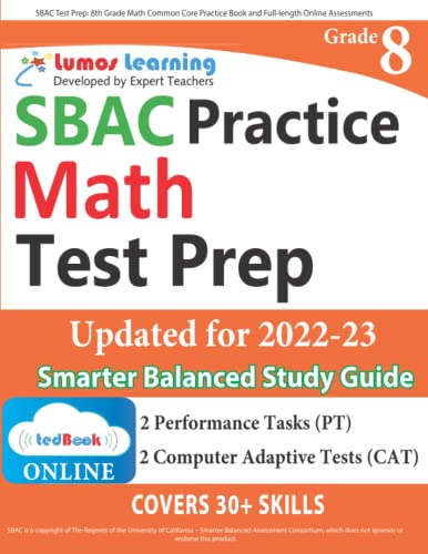 Sbac Test Prep 8th Grade Math Common Core Practice Book And Full-Length Online  [Paperback]