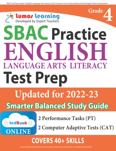 Sbac Test Prep Grade 4 English Language Arts Literacy (ela) Common Core Practic [Paperback]