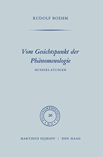 Vom Gesichtspunkt der Phnomenologie Husserl-Studien [Paperback]