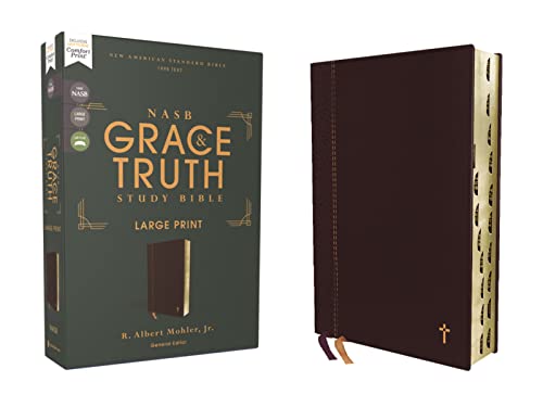 NASB, The Grace and Truth Study Bible, Large Print, Leathersoft, Maroon, Red Let [Leather / fine bindi]