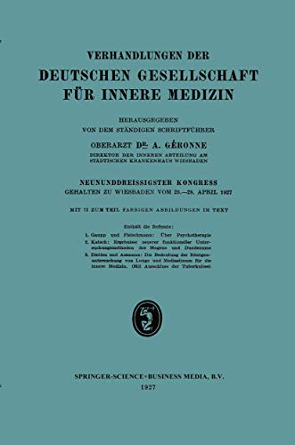 Neununddreissigster Kongress: Gehalten zu Wiesbaden vom 25.28. April 1927 [Paperback]